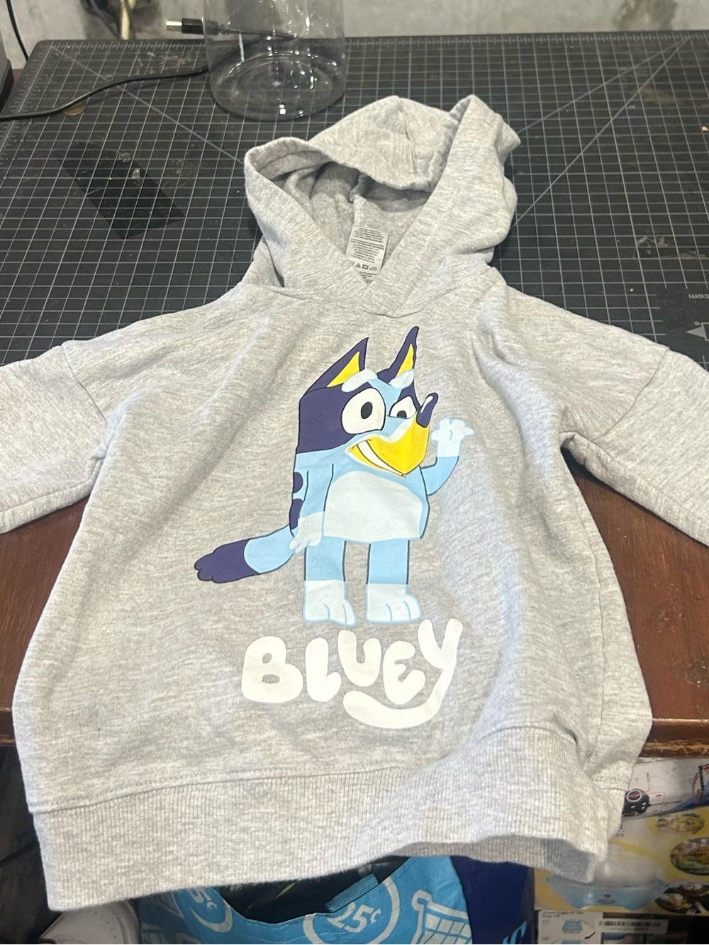 H&M Light Gray 'Bluey' Character Hooded Sweatshirt